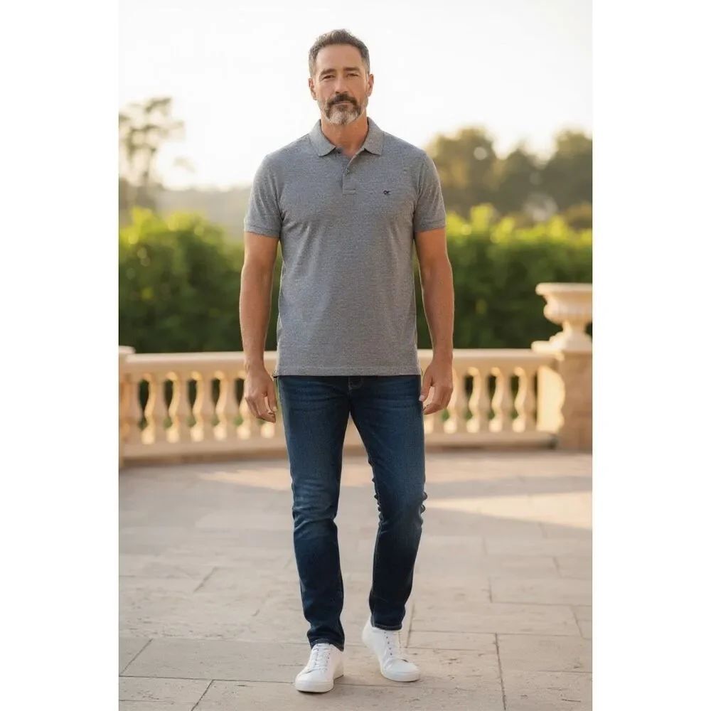 ✨OUTERKNOWN Men’s Short Sleeve Marled Blue Sz Large Polo Shirt✨